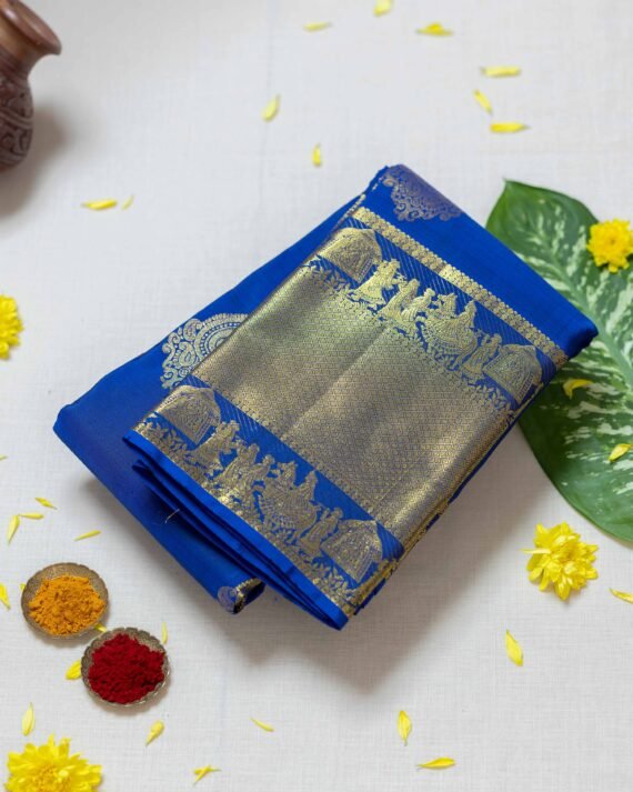 Elegant Blue Kanchipuram Pure Silk Saree