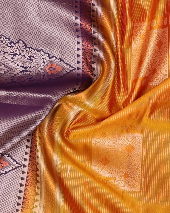 Vibrant Orange Soft Silk Saree for Elegant Occasions - Image 2