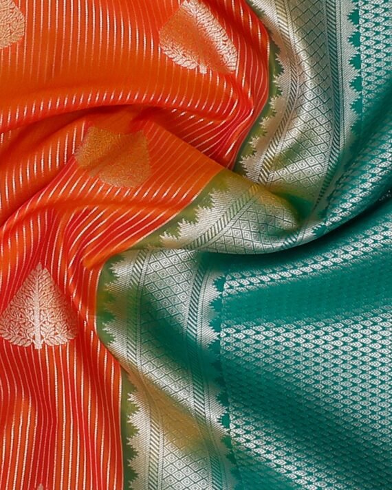 Vibrant Orange Soft Silk Saree for Elegant Occasions - Image 2