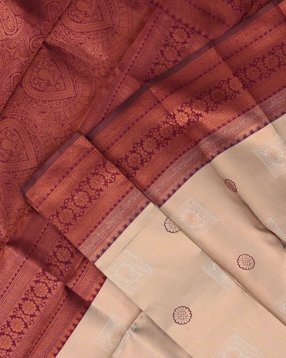 Elegant Sandal Color Premium Silk Saree - Image 2