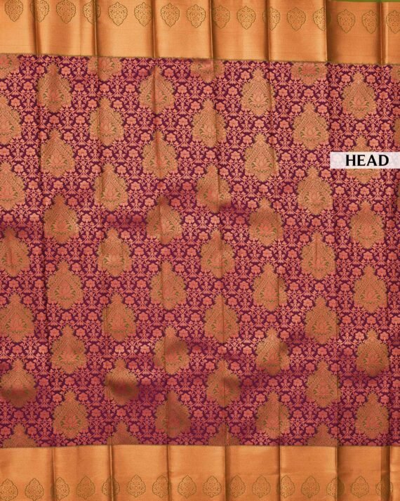 Elegant Purple Stone-Embroidered Premium Silk Saree - Image 3