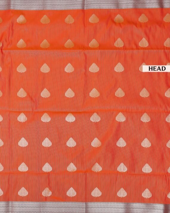 Vibrant Orange Soft Silk Saree for Elegant Occasions - Image 3