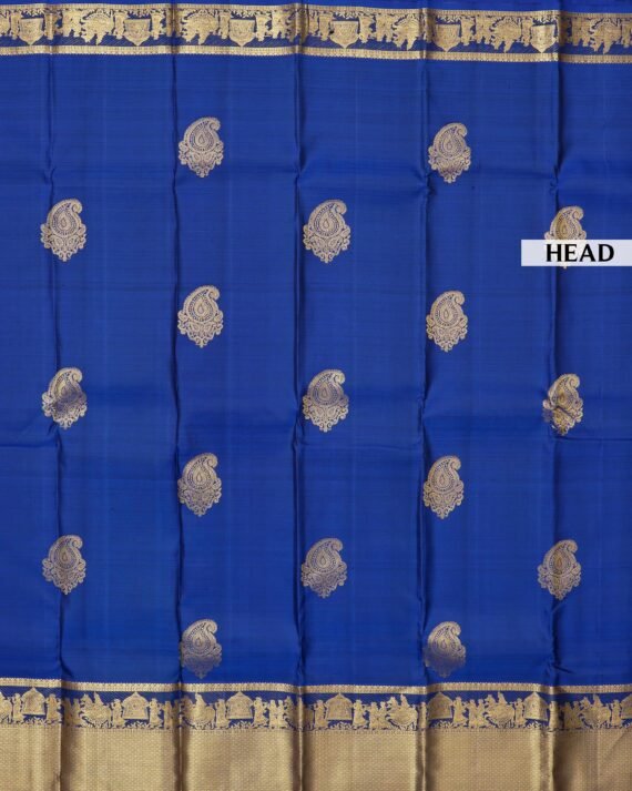 Elegant Blue Kanchipuram Pure Silk Saree - Image 4