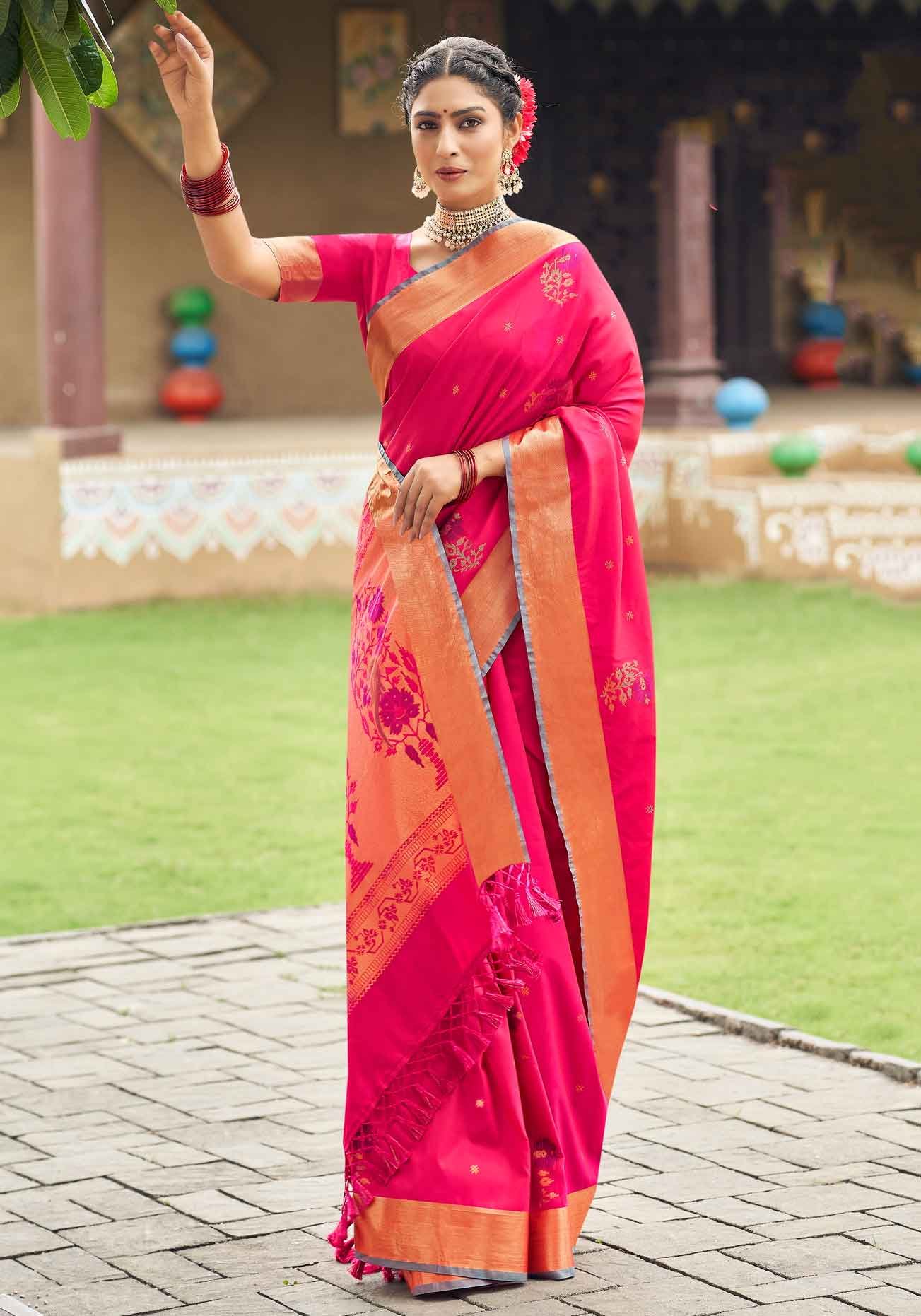 Luxurious Red Silk Saree – Elegant Soft Touch