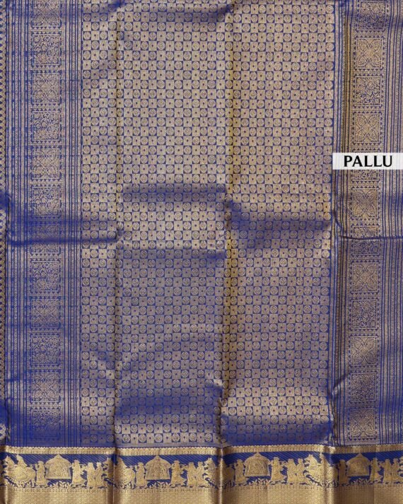 Elegant Blue Kanchipuram Pure Silk Saree - Image 5