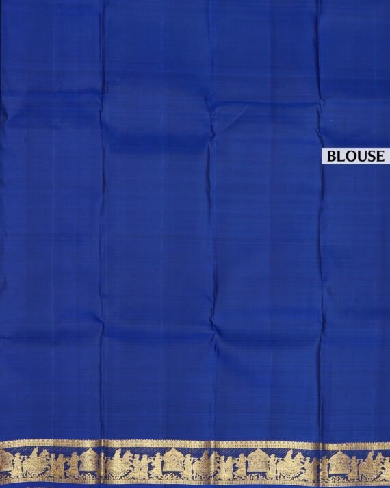 Elegant Blue Kanchipuram Pure Silk Saree - Image 6