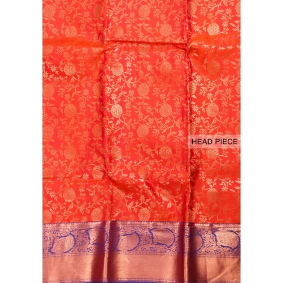 Exquisite Dark Orange Copper Zari Niranjana Silk Saree for Elegant Occasions - Image 3
