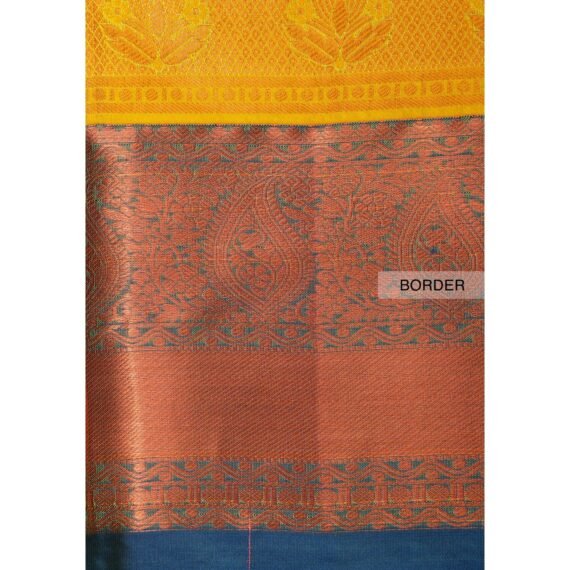 Radiant Lemon Yellow Copper Zari Niranjana Silk Saree - Image 3