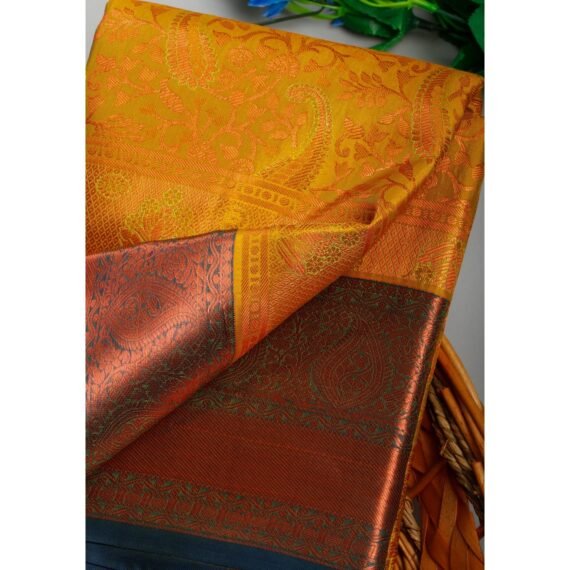 Radiant Lemon Yellow Copper Zari Niranjana Silk Saree - Image 2