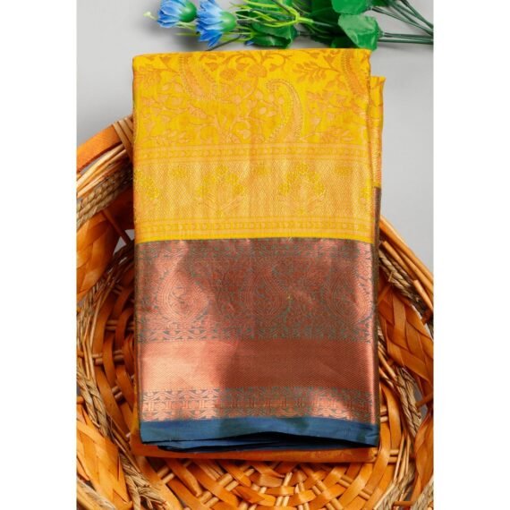 Radiant Lemon Yellow Copper Zari Niranjana Silk Saree