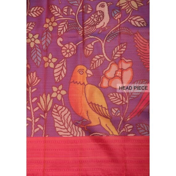 Elegant Violet Gold Zari Niranjana Silk Saree - Image 3