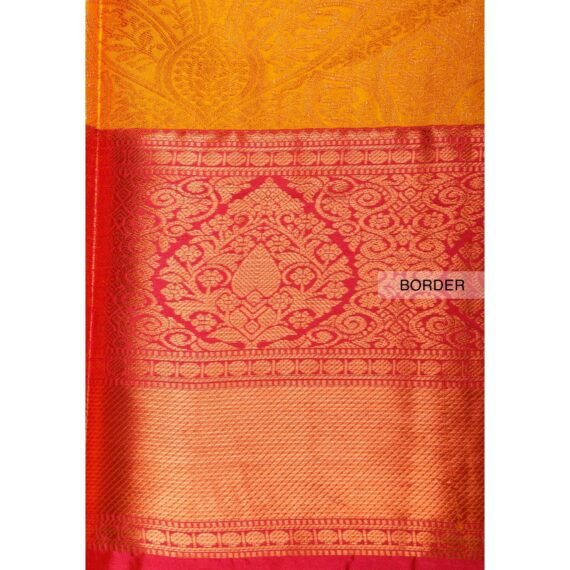 Exquisite Yellow Copper Zari Niranjana Silk Saree - Image 3