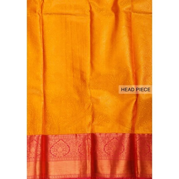 Exquisite Yellow Copper Zari Niranjana Silk Saree - Image 4