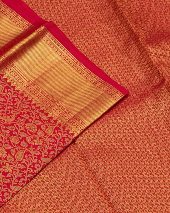 Vibrant Red Kanchipuram Pure Silk Saree - Image 2