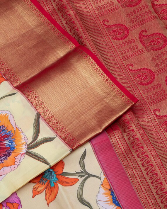 Vibrant Yellow Kanchipuram Pure Silk Saree for a Touch of Elegance - Image 2