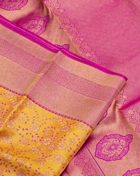 Radiant Yellow Kanchipuram Pure Silk Saree - Image 2