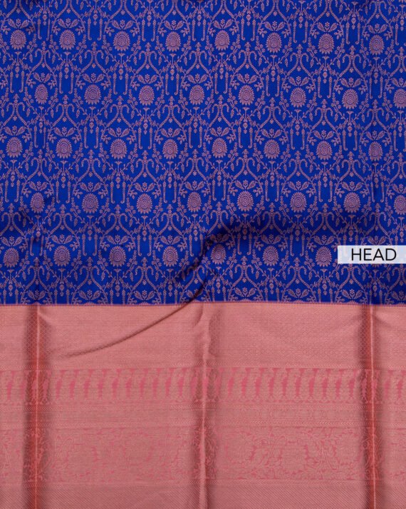 Stunning Blue Kanchipuram Pure Silk Saree for Elegance and Grace - Image 4