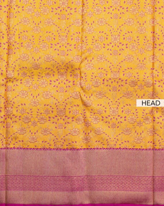 Radiant Yellow Kanchipuram Pure Silk Saree - Image 4