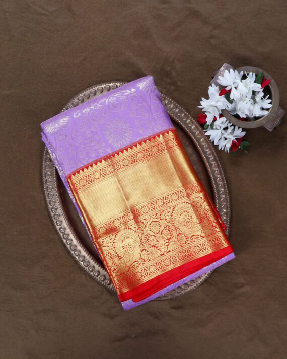 Exquisite Lavender Kanchipuram Pure Silk Saree for Timeless Elegance