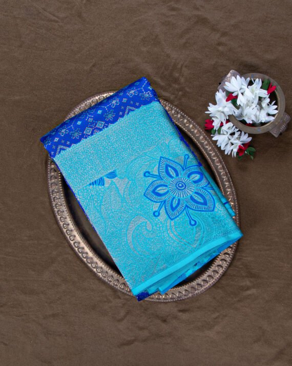 Elegant Blue Kanchipuram Pure Silk Saree