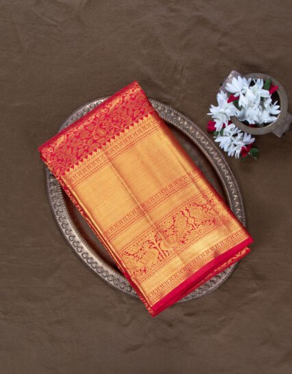 Vibrant Red Kanchipuram Pure Silk Saree