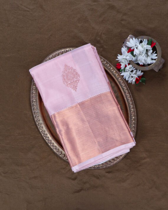 Elegant Peach Kanchipuram Pure Silk Saree for Timeless Beauty