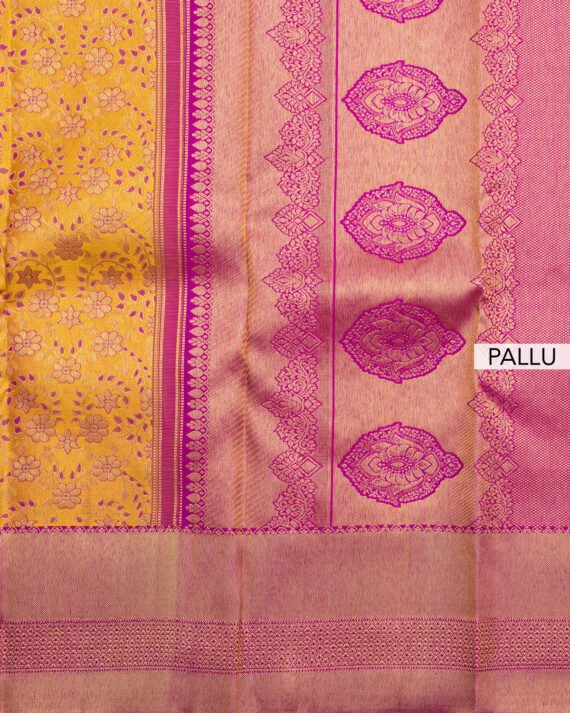 Radiant Yellow Kanchipuram Pure Silk Saree - Image 5