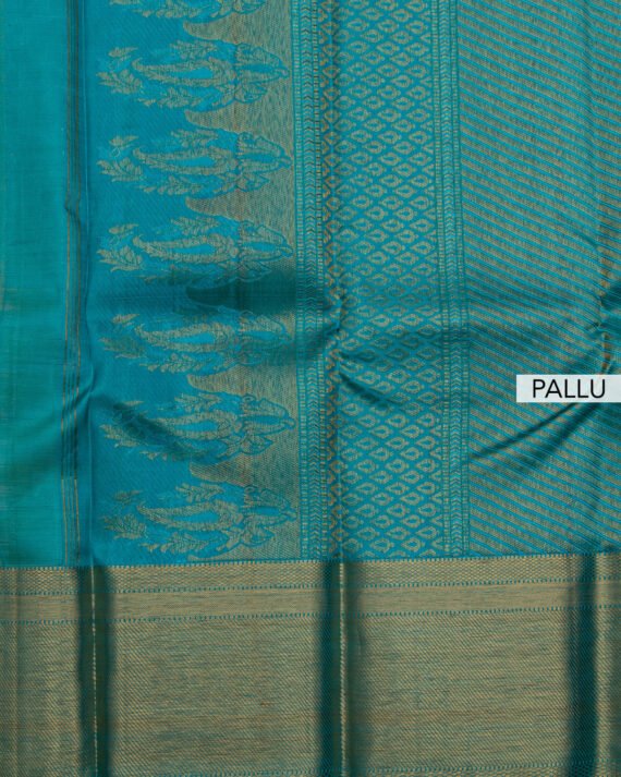 Elegant Cream Kanchipuram Pure Silk Saree - Image 5