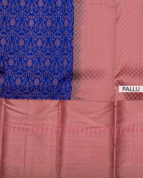 Elegant Blue Kanchipuram Pure Silk Saree - Image 5