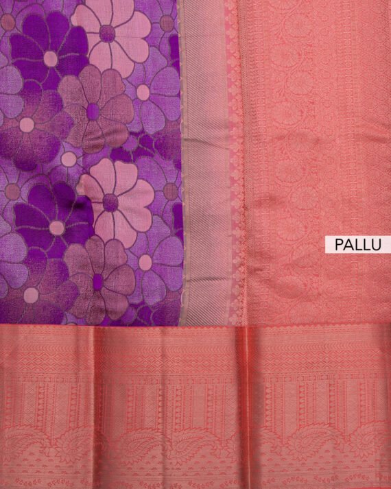 Luxurious Purple Kanchipuram Pure Silk Saree - Image 5